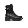 NeroGiardini Front Zip Buckle Strap Boot - Black Gold Leather